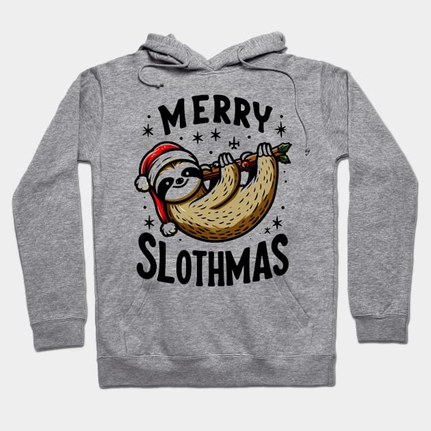 Christmas Sloth Lover Merry Slothmas Funny Xmas Gift Hoodie by valeriegraydesign